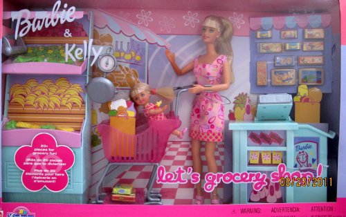 Barbie & Kelly LET'S GROCERY SHOP 27 Piece Playset TOYS