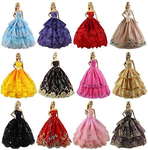 ZITA ELEMENT Lot 6 PCS Fashion Handmade Clothes Dress for Barbie Doll Xmas Gift