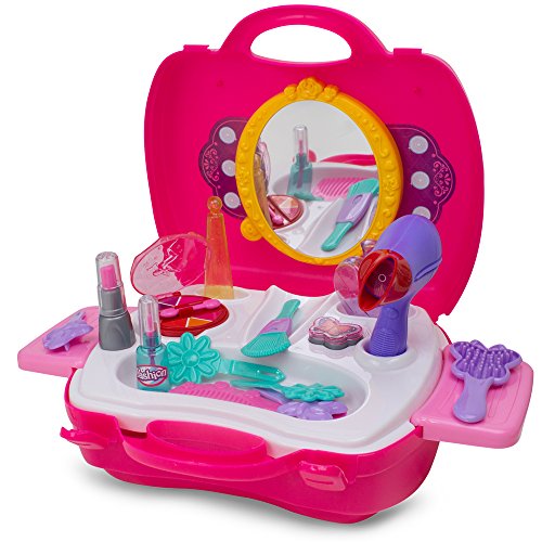 Little Girls Make Up Case and Cosmetic Set – Pretend Play Kids Beauty Salon