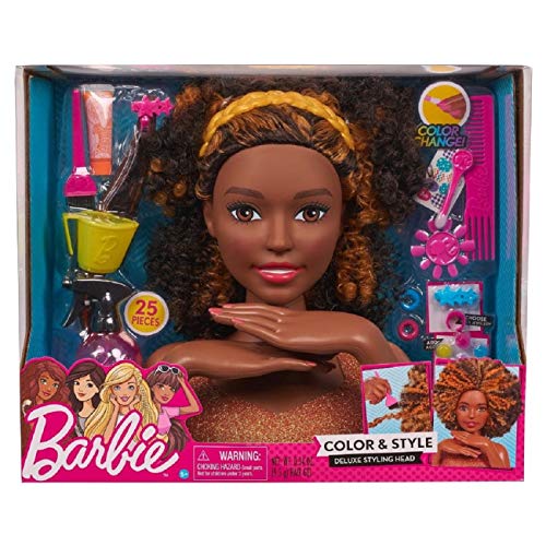 Barbie Deluxe Styling Head Color and Style Black Curly Hair