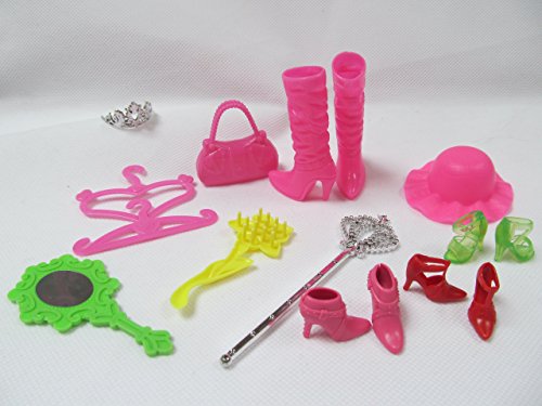 12 PIECE BARBIE SINDY DOLL SHOES AND ACCESSORIES, BOOTS, SHOES, MIRROR, CROWN, HAT POSTED FROM UK BY FAT-CATZ by fat-catz-copy-catz