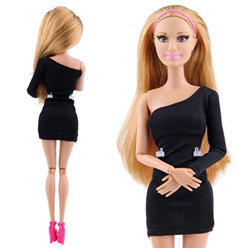 Digood For Barbie Doll Fashion Elegant Black Handmade Slim Princess Gown Dress Clothes (B)