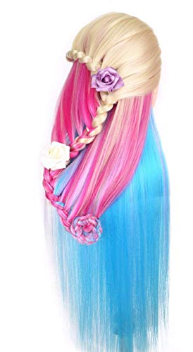Cosmetology Mannequin Manikin Heads with Hair , Colorful Mannequin Practice Dolls Head- Synthetic Hair (Blonde Series)