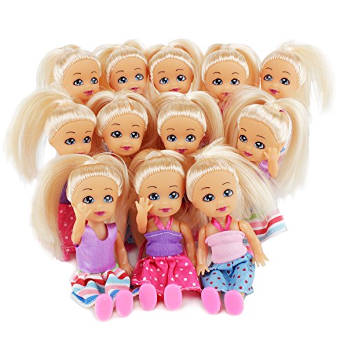 Boley Toys Doll/Figurine Set - 12 PC Girl Dolls Box w/ Unique Outfits Apparel, Additional Hair Accessories Included - Great Stocking Stuffers