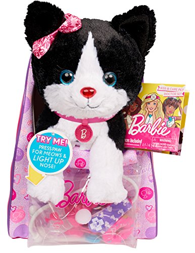 Barbie Vet Bag Set- Black Brown White Kitty with Pink Backpack