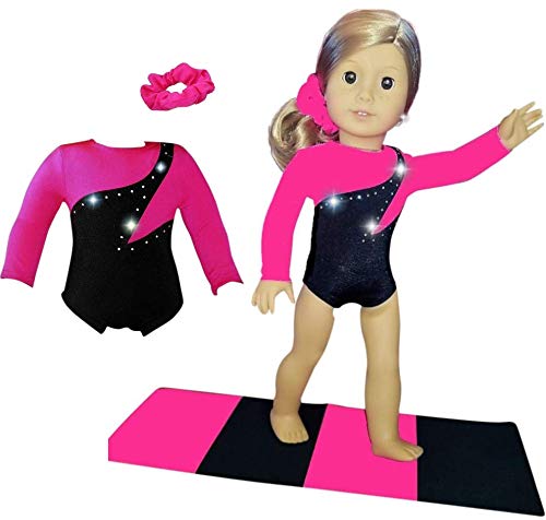 Doll Connections VALENTINES DAY Gymnastics Leotard Outfit Compatible with American Girl of the Year 2019 Blaire Wilson Doll Accessories and Our Generation - 18 inch Doll Clothes (3 Pieces in All)
