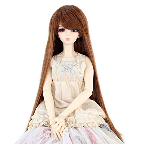 Synthetic Long Straight 9-10 Inch 1/3 BJD MSD DOD Pullip Dollfie Doll Wig Hair Accessories Not for Human (Light Brown)