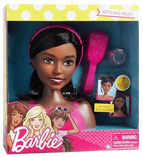 Barbie Styling Head Black Hair, 7 Pieces