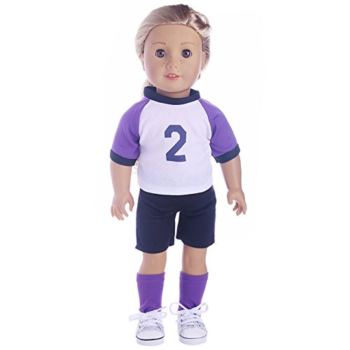 Bronze Healthy Cute Freckles Football Doll Girl， Sportswear for 18 inch Our Generation American Girl Doll (B)