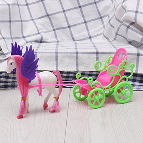 Lamdoo New Mini Dream Fly Horse Carriage for Barbie Kelly Doll Accessories Girl Kid Toy B