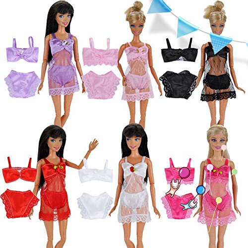 elegantstunning Doll Clothes Sexy Pajamas Lingerie Swimwear Lace Braces Skirt Bra Briefs Set for for Doll Multicolor