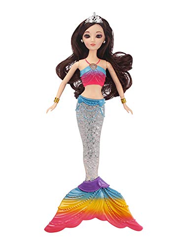 Barbie Mermaid Rainbow Doll with 4 Colorful Lights, Music Playing, Barbie Mermaid Light Up Doll Toys, for Kids (E)