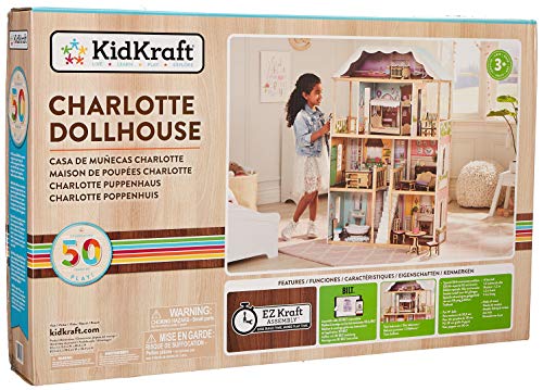 KidKraft 65956 Charlotte Dollhouse with Ez Kraft Assembly Dollhouses, Multicolor