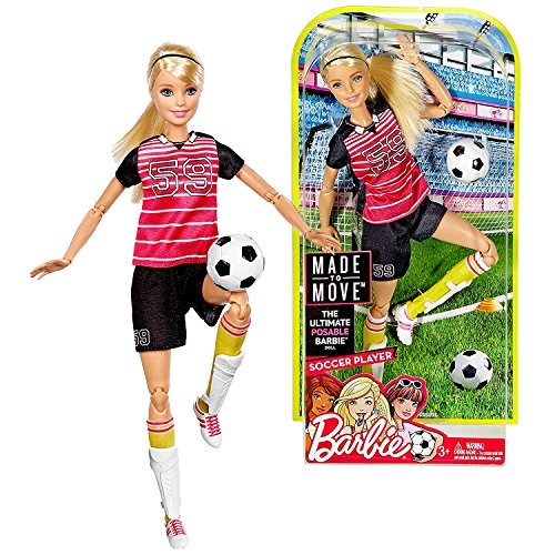 Mattel Year 2016 Barbie Made to Move Series 12 Inch Doll - SOCCER PLAYER BARBIE (DVF69) with Shin Pads and Soccer Ball