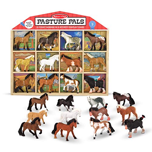 Melissa & Doug Pasture Pals Play Set (12 Collectible Horses With Wooden Barn-Shaped Crate)
