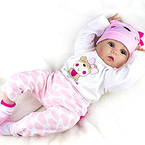 Reborn Baby Dolls Girl Look Real Silicone Pink Outfit 22 Inches