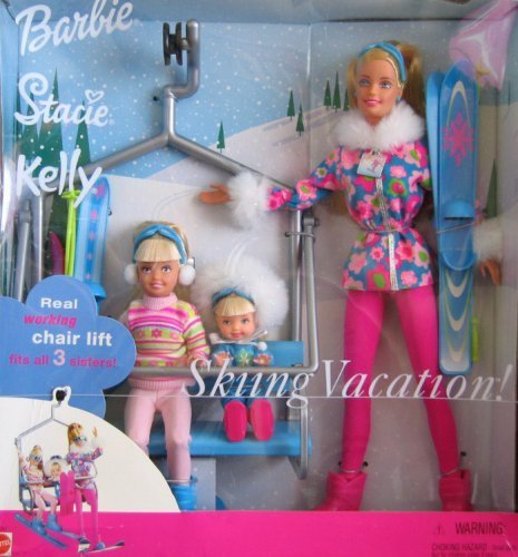 Barbie Stacie Kelly Skiing Vacation Doll Set w Working Chair Lift (2000) by Mattel