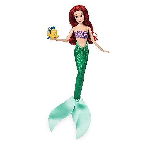 Disney Ariel Classic Doll with Flounder Figure - 11 1/2 Inch