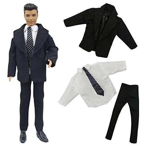 ZITA ELEMENT Black Office Suit Set for 11.5 Inch Girl Doll Boyfriend Doll Suit Clothes and Other 12 Inch Boy Doll Outfts Xmas Gift