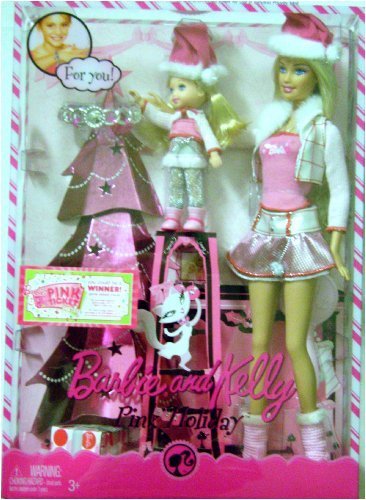 Barbie and Kelly Pink Holiday Barbie Dolls Set