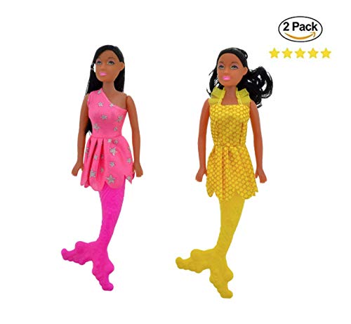 2 Black Mermaid Doll Bathtub Toy Beach Water Pool Toy Birthday Gift African American Mermaid Dolls Moorish Toy 11in