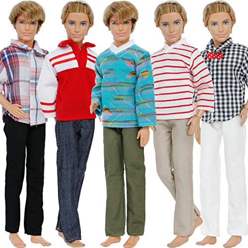 BJDBUS 5 Sets Casual Wear Shirt Trousers Doll Clothes for Boy Dolls