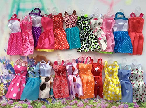 7Pcs Child Toy Clothes Accessories Fashion Barbie Doll Dress Skirts for Girl Dress Up Toys (Random)