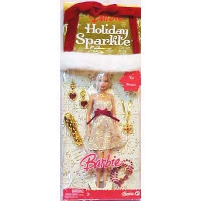 Holiday Sparkle Barbie Doll Giftset Blonde Gold&red