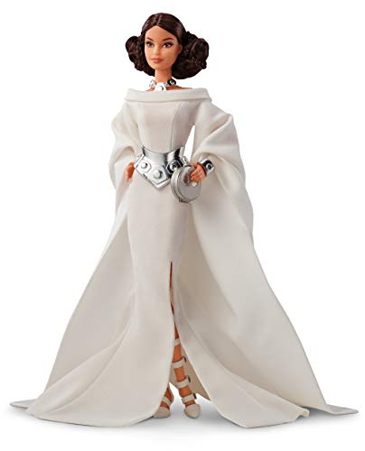  Barbie Collector: Star Wars Princess Leia X Barbie Doll, 11.5-Inch Wearing White Gown and Accessories, with Doll Stand and Certificate of Authenticity