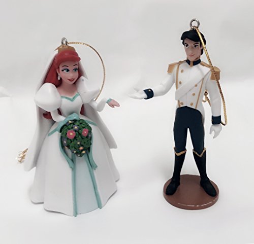 Disney Little Mermaid Princess Ariel Bride & Prince Eric Groom Wedding Custom Pvc Figure Figurine Holiday Christmas Tree Ornaments 2.5