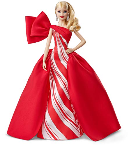  2019 Holiday Barbie Doll, 11.5-Inch, Blonde, Wearing Red and White Gown, with Doll Stand and Certificate of Authenticity