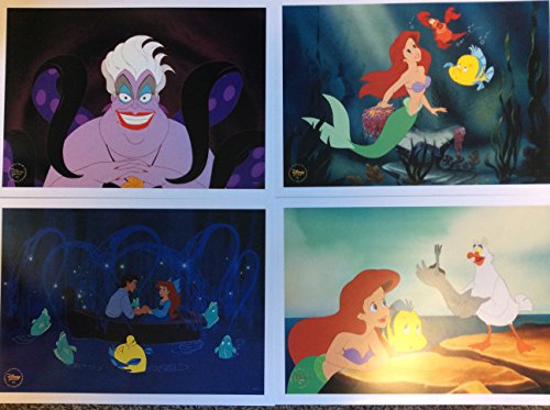 Disney Exclusive The Little Mermaid Featuring Ariel Limited Edition 2013 Movie Lithograph Set Including 4 Lithos & Storage Folder