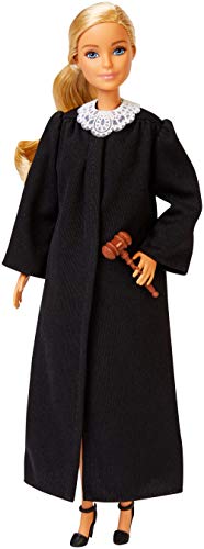  Barbie Judge Doll, Blonde, Wearing Black Robe with Gavel and Block, for 3 to 7 Year Olds