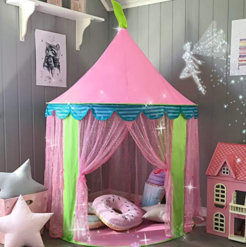 Kids Tent Princess Castle for Girls - Glitter Castle Pop Up Play Tent with Fairy Stick and Tote Bag- Children Playhouse Toy for Indoor and Outdoor Game 41
