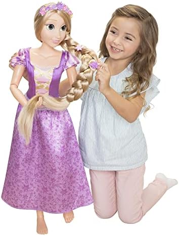 Disney Princess Rapunzel Doll Playdate 32” Tall & Poseable, My Size Articulated Doll in Purple Dress, Comes with Brush to Comb Her Long Golden Hair, Flower Garland Hairband & Hair Pins