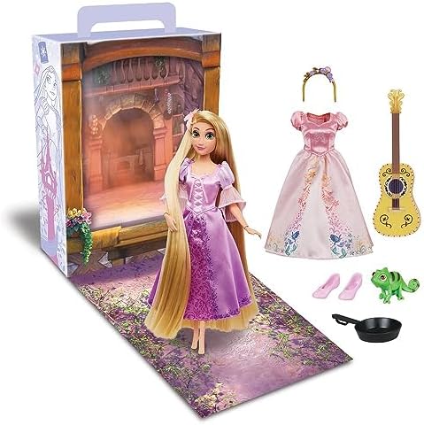 Disney Store Official Rapunzel Story Doll, Tangled, 11 Inches, Fully Posable Toy in Glittering Outfit - Suitable for Ages 3+ Toy Figure, Gifts for Girls, New for 2023?