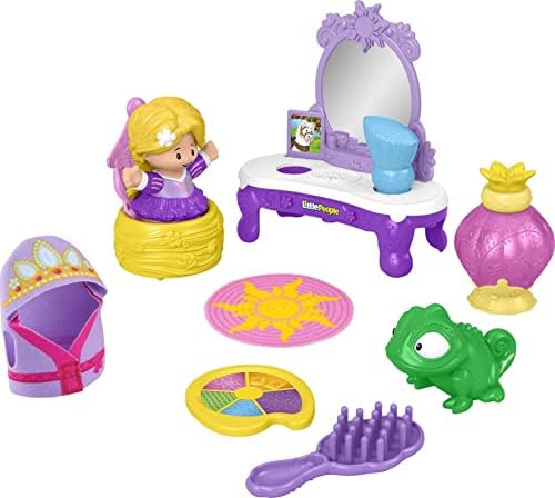 Fisher-Price Little People Toddler Toy Disney Princess Get Ready with Rapunzel 10-Piece Playset for Pretend Play Ages 18+ Months